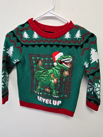 Green/Red Christmas Dino Blizzard Bay Sweater, 5T B