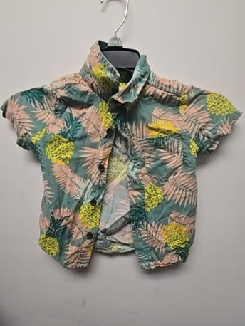 Green Cat & Jack Hawaiian button down shirt, 2T B