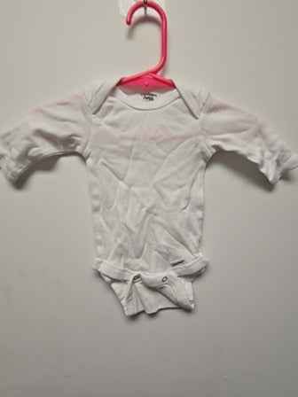 White Gerber Long sleeve onesie, NB B
