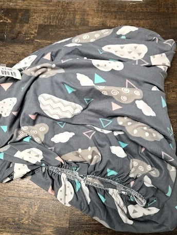 Grey/White/Pink/Blue Sheet, Mini Crib