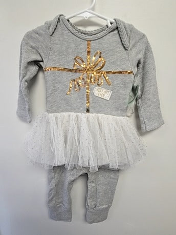 Grey/White/Gold Mudpie Pant One Piece, 9M G