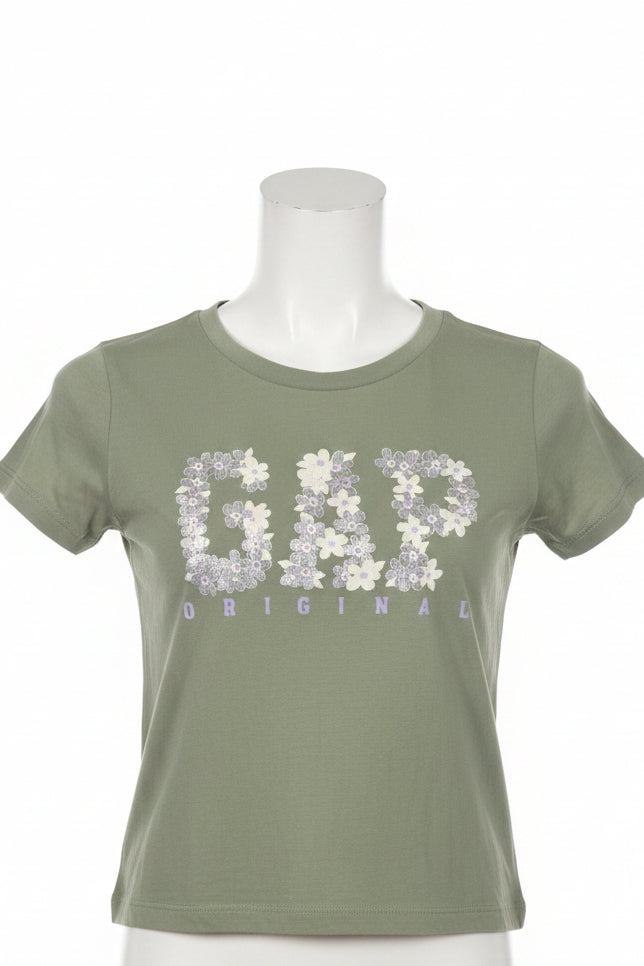 Green/Purple/White Flowers Gap Shirt, 6 G