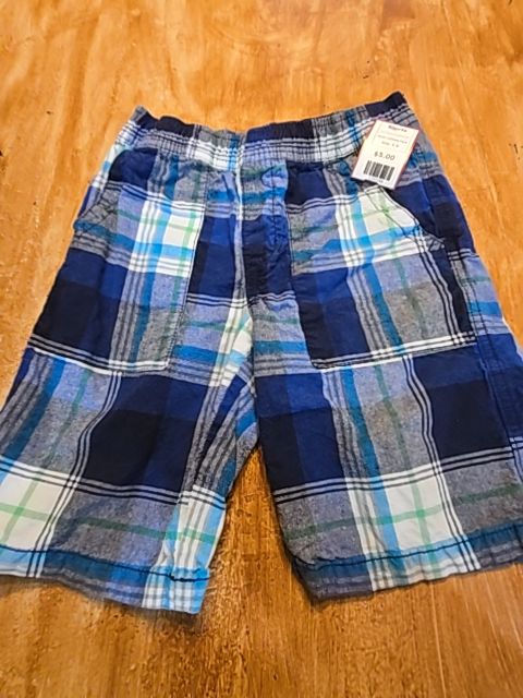 Navy/White/Green Plaid Childrens Place Shorts, 6 B