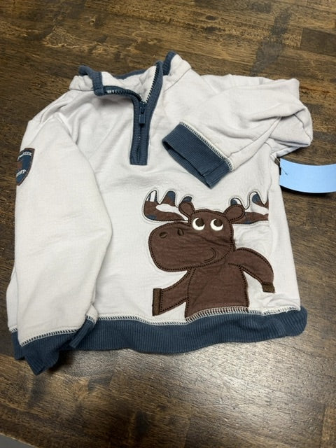 Grey/Blue Moose Carters 1/4 Zip, 18M B