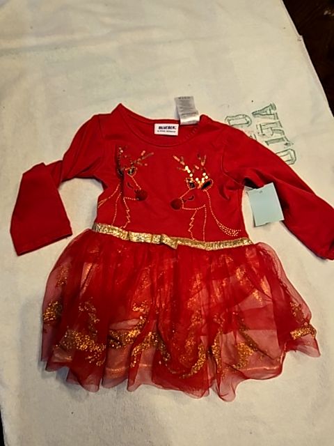 Red Blueberi Boulevard Holiday Reindeer Dress, 3T G