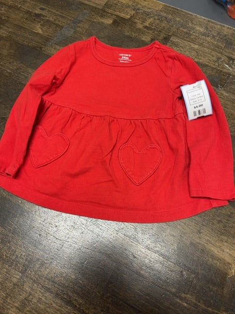 red Carters Long Sleeve Heart Shirt, 2T G