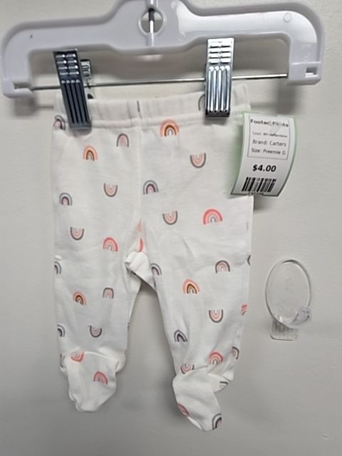 White/Rainbow Carters Footed Pants, Preemie G