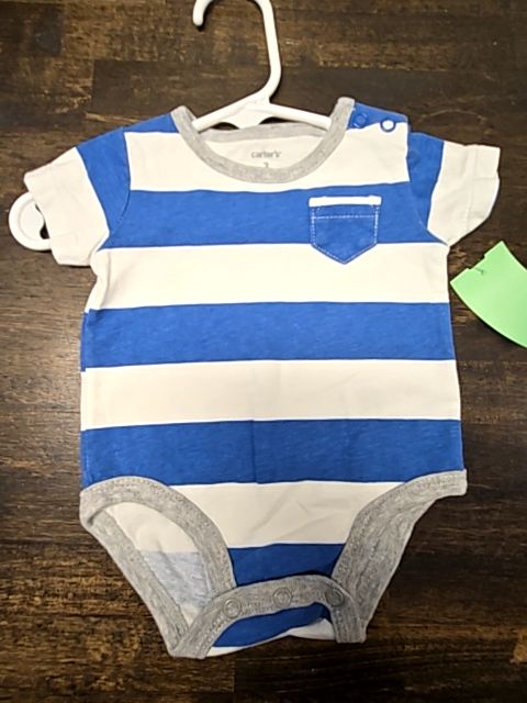 Blue/White Striped Carters Onesie, 3M B