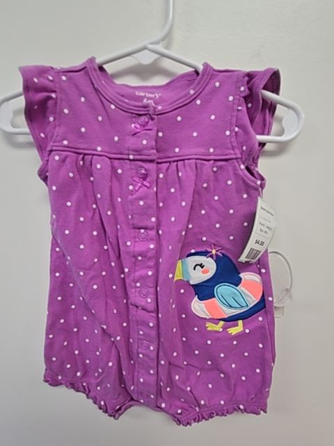 Purple/White Polka Dot Carters Short One Piece, 6M G