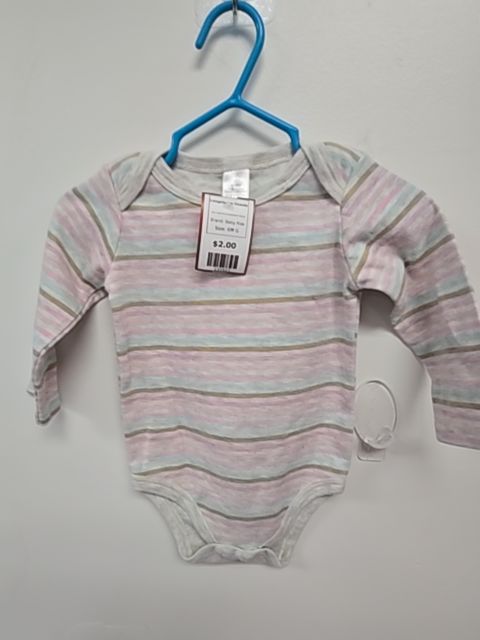 Grey/Pink/Purple/Blue/Brown Striped Baby Kiss Longsleeve Onesie, 6M G