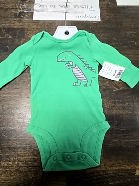 Green Dino Carters Longsleeve Onesie, 3M B
