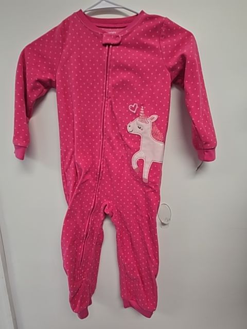 Pink Polka Dot/Unicorn Carters One Piece Pjs, 4T G