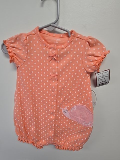 Pink/Flower Snail Carters Short One Piece, 3M G
