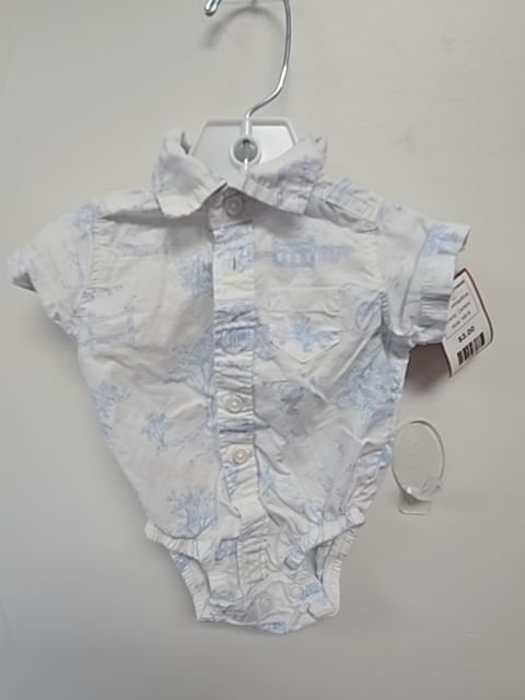 White/Blue Carters Button Up Onesie, NB B