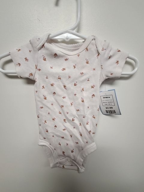 White/Brown Flower Carters Onesie, NB G