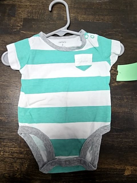 Green/White Striped Carters Onesie, 3M B