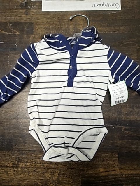 White/Navy Carters Hooded Longsleeve Onesie, 3M B
