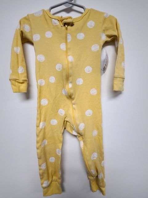 Yellow/White Polka Dot Onesies One Piece Pjs, 18M G
