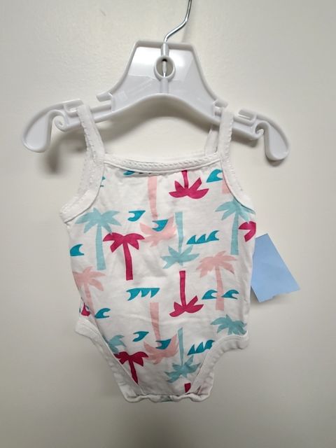 White/Blue/Pink Palm Trees Garanimals Tank Top Onesie, NB G