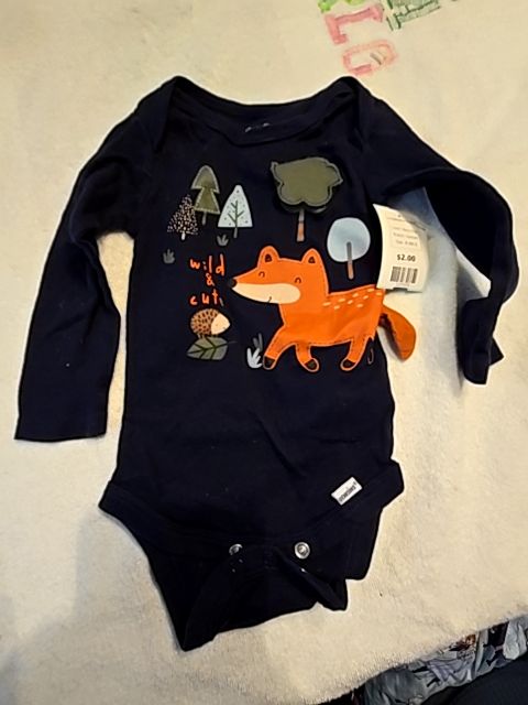 Navy Fox Gerber Longsleeve Onesie, 6-9M B