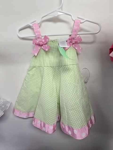 Green/White/Pink Specialty Baby Dress, 6M G