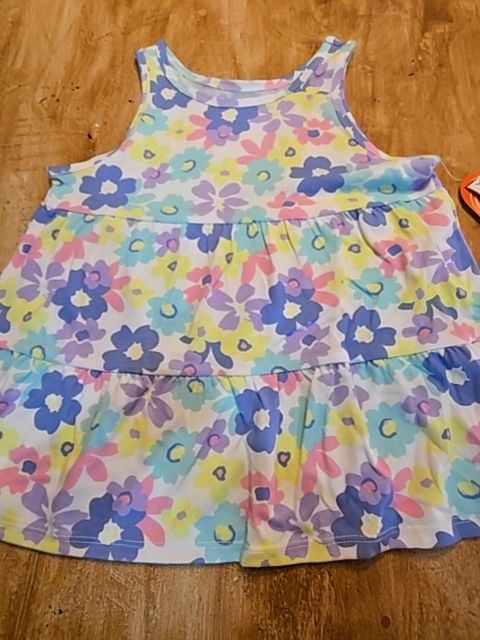 White/Colorful Flowers Wonder Nation Tank Top, 10 G