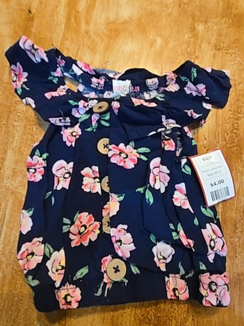 Navy/Pink Flowers Lemon Kids Shirt, 4T G