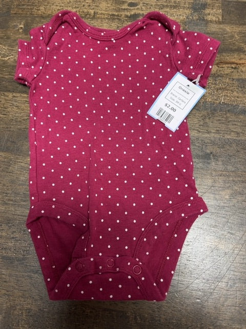 Burgandy/White Polka Dot Carters Onesie, 3M G
