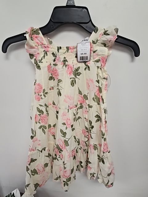 Cream/Pink Flower Old Navy Dress, 4T G