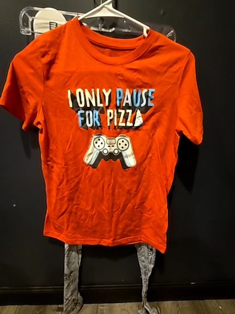 Orange/grey Cat & Jack I only pause for pizza 2 pc pjs, 12 B