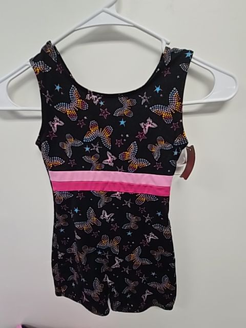 Black/Pink Butterflys Freestyle Gymnastics Leotard, 6 G