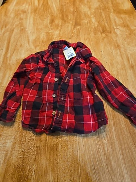 Red/Black Plaid Little Lad Longsleeve Button Up, 2T B