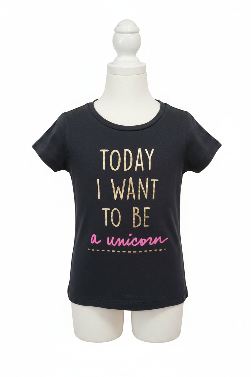 Black I Want To Be A Unicorn OshKosh Shirt, 8 G