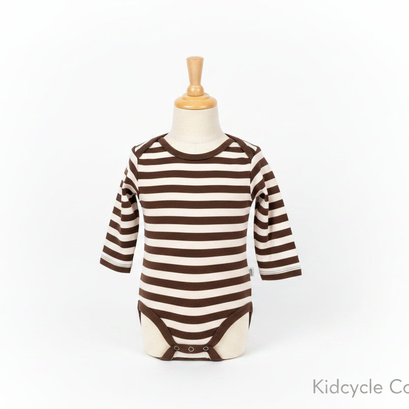 Brown/Pink Striped Old Navy Longsleeve Onesie, 6M G