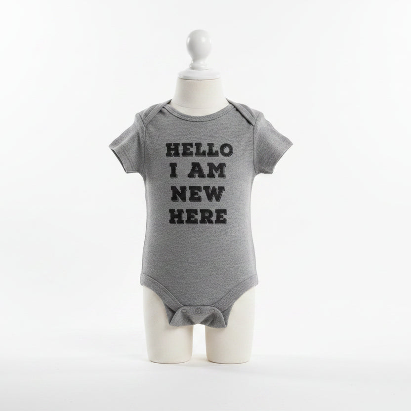Grey I Am New Here Jumping Bean Onesie, 6M G