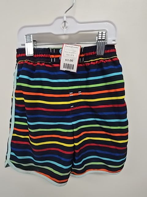Navy/Colorful Striped Wonder Nation Swim Trunks, 3T B