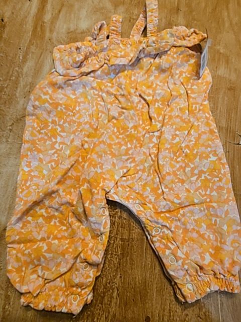 Orange/Pink Flowers Volcom Pant One Piece, 6M G