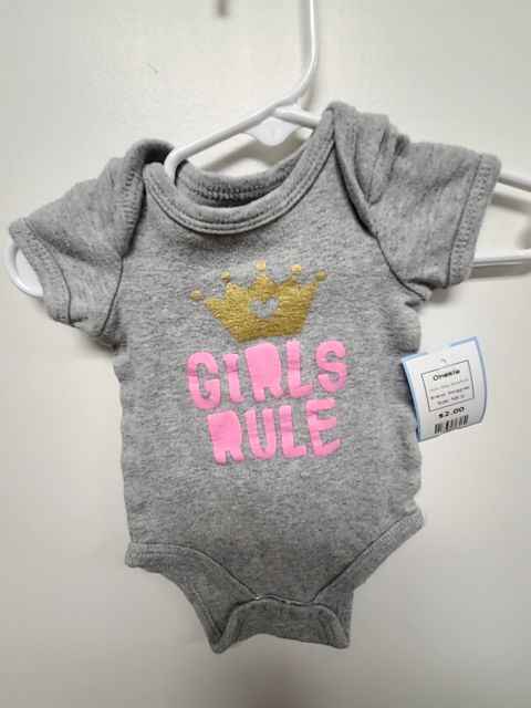 Grey Girls Rule Swiggles Onesie, NB G