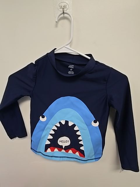 Navy Shark Carters Swim Shirt, 4T B
