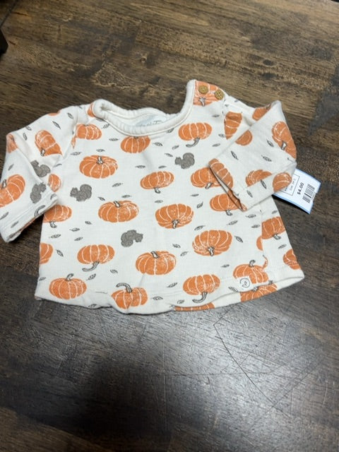White/Orange Pumpkin Little Planet Longsleeve Shirt, 3M G