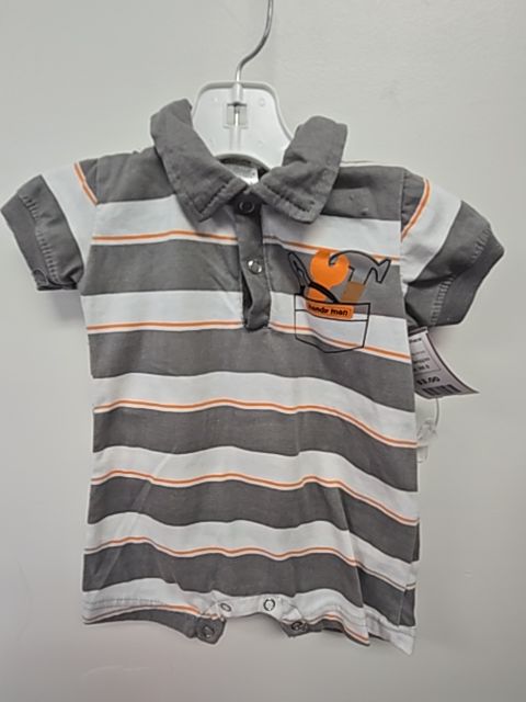 Grey/White Striped Swiggles Short One Piece, NB B