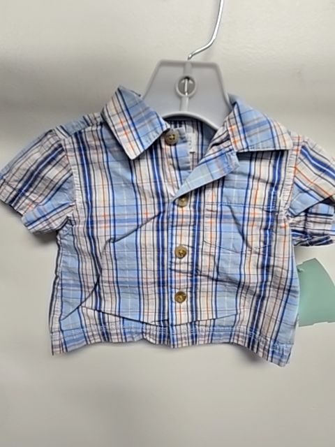Blue Plaid Childrens Place Button Down Shirt, 0-3M B