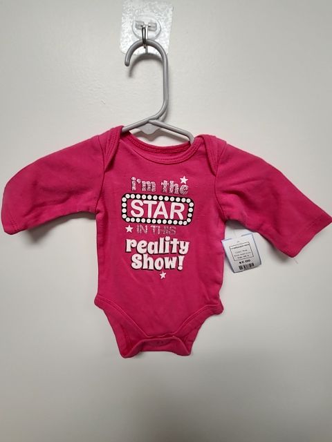 Pink Faded GLory Longsleeve Onesie, NB G