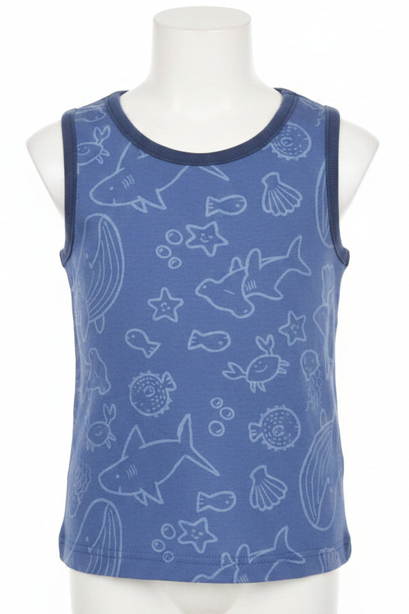 Blue Shark/Whale Carters Tank Top, 18M B