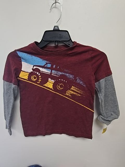 Burgandy/Grey Truck Jumping Bean Longsleeve Shirt, 6 B