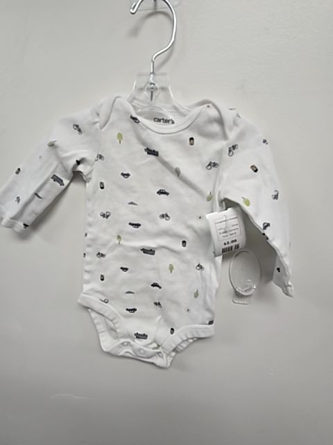 White Vehicle Carters Longsleeve Onesie, 6M B