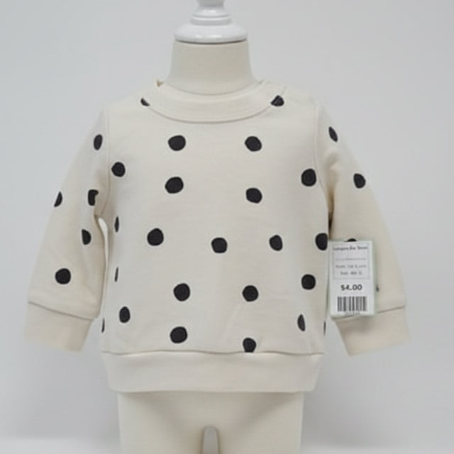 Cream/Black Polka Dot Cat & Jack Longsleeve Shirt, NB G