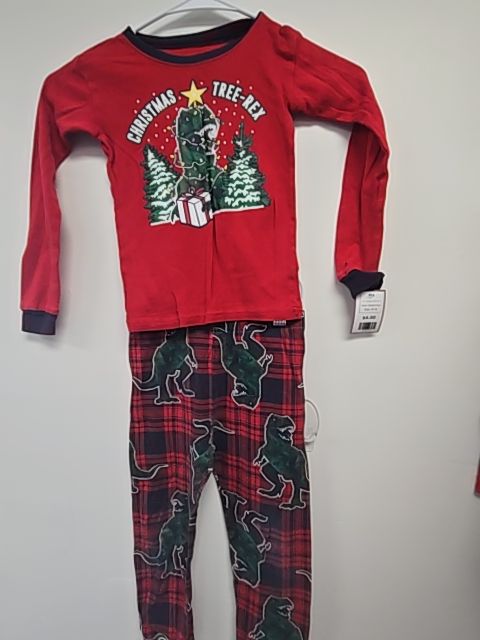 Red/Black/Green Dino Childrens Place Pjs, 4T B