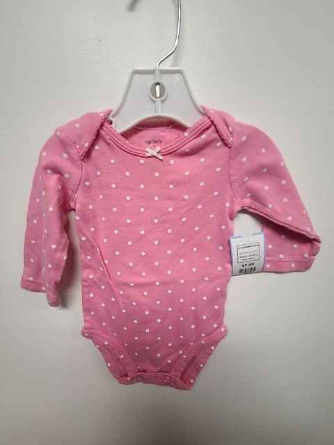 Pink/White Polka Dot Carters Longsleeve Onesie, 6M G