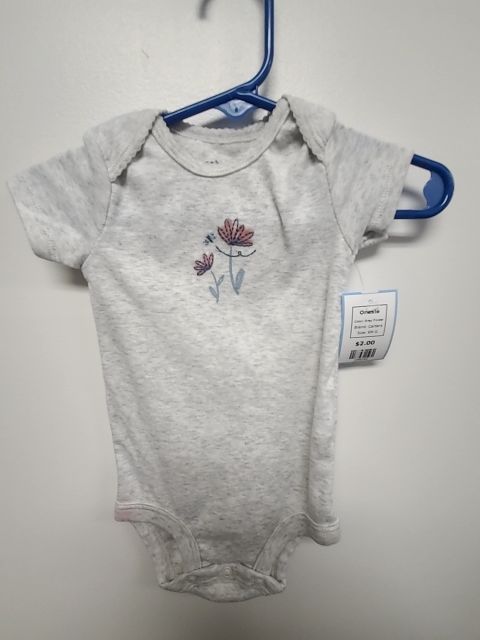 Grey Flower Carters Onesie, 6M G